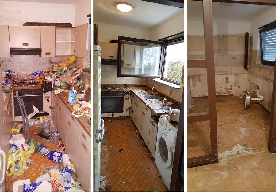 Vorher Nachher Aufnahme einer Messe Küche